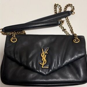 Yves Saint Laurent Black Shoulder Bag with Gold Accents